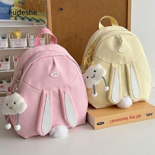  Fudeshe lô Ba lô tai thỏ dễ thương Túi đi học phong cách Preppy bằng vải Canvas cho bé gái 