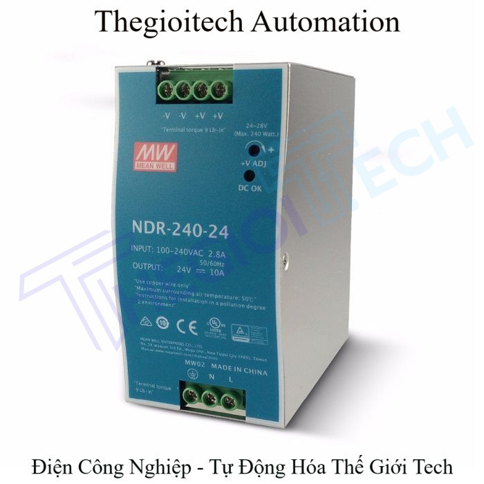 Bộ nguồn Meanwell dòng NDR EDR gắn DIN ray 24V 5A 6.5A EDR-150-24 NDR-120-24 75-24 240-24 480-24 SMP