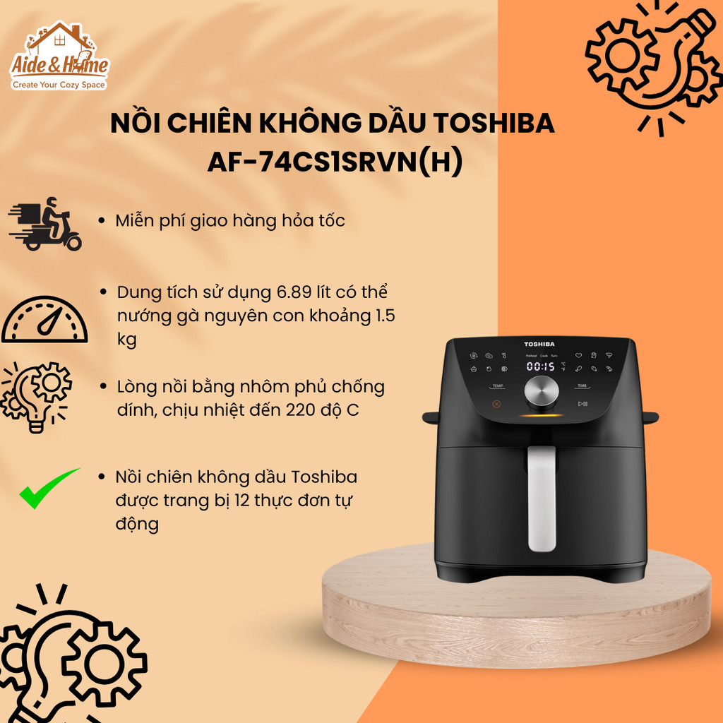 Nồi chiên không dầu 7.4 lít Toshiba AF-74CS1SRVN(H) - Bảo hành 12 tháng
