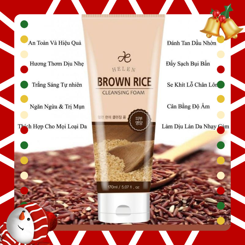 Sữa rửa mặt tạo bọt Gạo Lức Helen HELEN BROWN RICE CLEANSING FOAM 170ML.