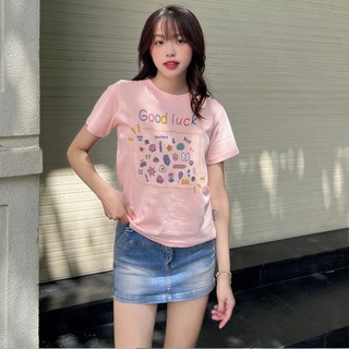 Áo baby tee nữ daalaa store in hình icon good luck a51080