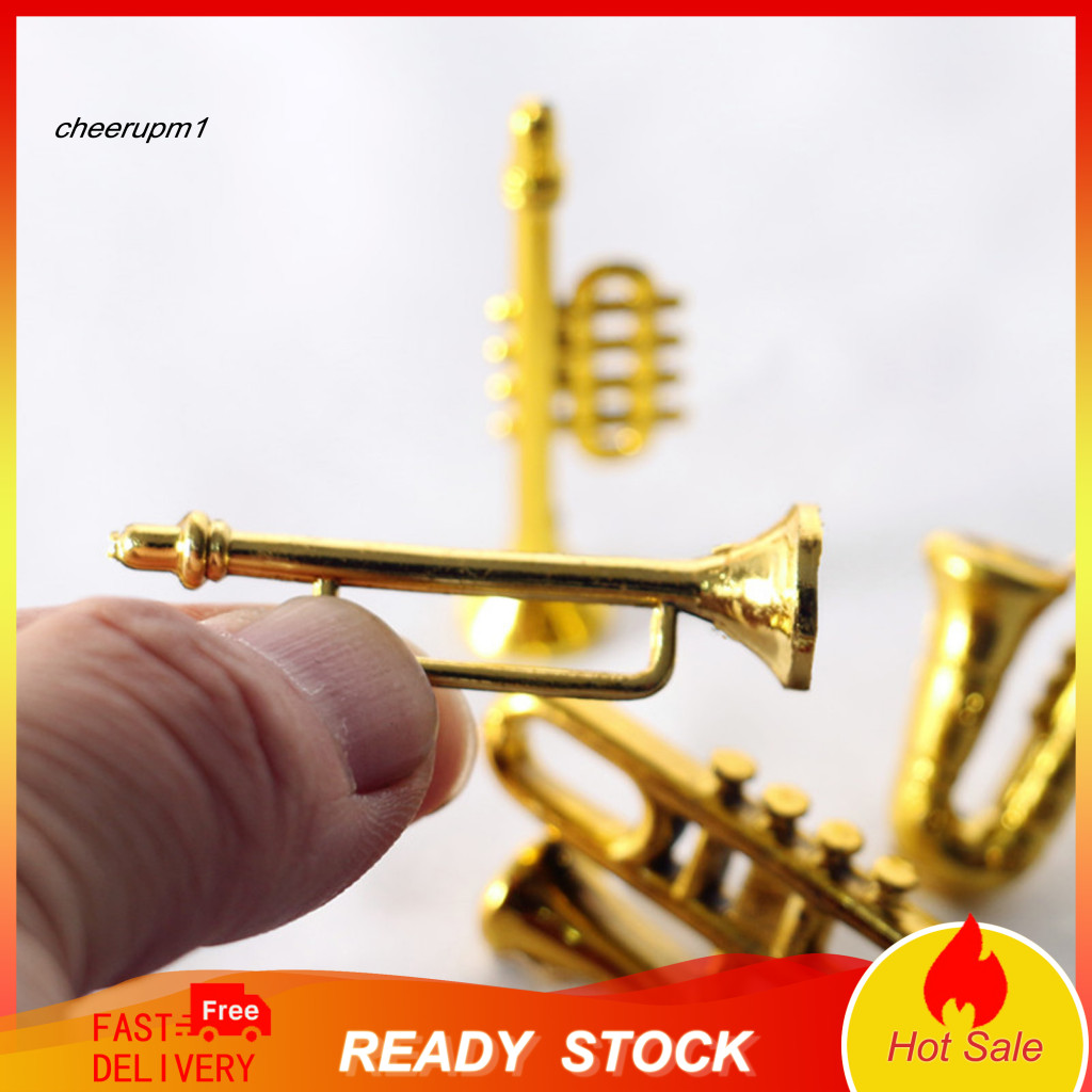 Cheer Mini Nhạc Cụ Mô Phỏng Cảnh Phụ Kiện Trống Nhựa Ống Nhạc Saxophone Đồ Chơi Mô Hình Cho Nhà Búp Bê