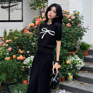  Áo len dệt kim ngắn tay nơ trắng Kaisike dành cho nữ ngắn vai phải có lớp đế 