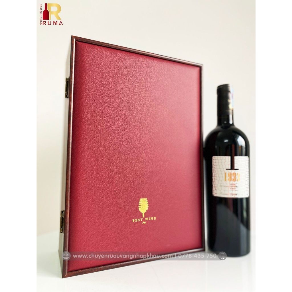 Set quà tặng rượu vang Ý 1933 Rosso - Hộp da PU2 vân phượng hoàng