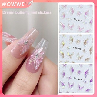 Bướm móng tay nghệ thuật miếng dán vỏ ánh sáng kính tưởng tượng bướm giảm miếng dán 3d dễ thương ba chiều bướm dính móng tay đề can trang trí