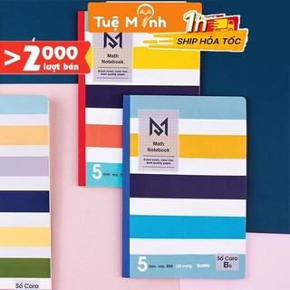 Vở Klong B5 120 trang VPPTUEMINH Caro 5x5 may dán gáy, sổ Klong math ghi toán MS 990