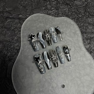 Handmade Đeo Móng Tay Đầu Dán Móng Tay Hoàn Thành Đen Tối Phong Cách XINGX Trắng Ngọt Ngào Mát Ins Phong Cách Châu Âu Và Mỹ