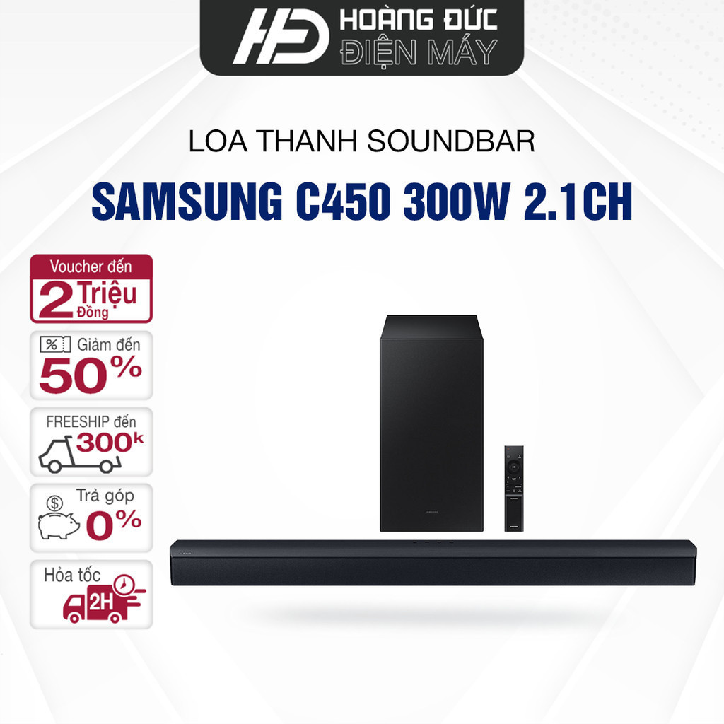 Bộ loa thanh Samsung HW-C450/XV 300W 2.1CH Mẫu 2023  Hàng Chính Hãng Bảo Hành 12 Tháng
