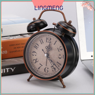 Đồng hồ báo thức LINGMENGPocket, đồng hồ báo thức để bàn cổ điển 4 inch có đèn ngủ chuông kép, nhà Boron069