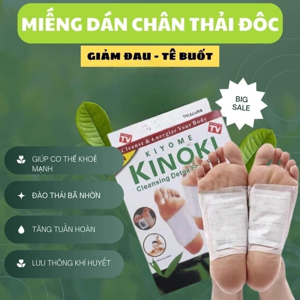 [CHÍNH HÃNG] Hộp10 Miếng Dán Chân Thải Độc Nhật Bản Kinoki - Tổng phân phối KInoki Chính Hãng