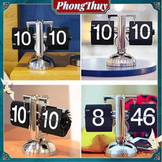 PhongThuy Đồng hồ lật kỹ thuật số Retro Tối giản Chân đơn Cơ khí tự động để bàn cho phòng khách gia đình