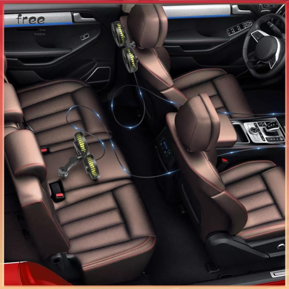 [Freeplus.vn] Quạt làm mát lưng ghế ô tô 12V / 24V Đầu kép USB Xe làm mát cổ xe hơi Quạt mạnh mẽ