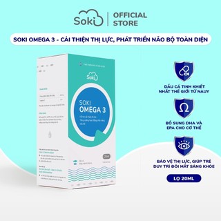 Dầu Cá SOKI OMEGA 3 Hỗ Trợ Cải Thiện Thị Lực & Tăng Cường Hoạt Động Chức Năng Não Bộ Cho Bé Hộp 20ml