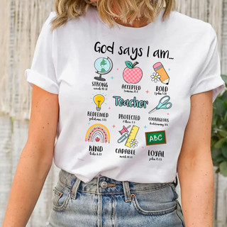 Chúa Dễ Thương Nói Tôi Là Giáo Viên Áo Thun Câu Kinh Thánh Kitô Giáo Tee Cho Giáo Viên Cuộc Sống Áo Thun Nữ Quần Áo Sinh Nhật Tee Đó Là Một Đáng Yêu