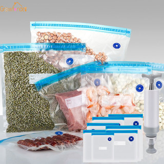 1 Túi Bảo Quản Thực Phẩm Nhà Bếp Hút Chân Không Có Thể Tái Sử Dụng Tiết Kiệm Thực Phẩm Chống Rò Rỉ Giữ Tươi Ziplock Tủ Đông Niêm Phong Túi Và Bơm Tay