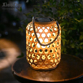 Xiaozhubangchu Ngoài Trời Giả Tre Năng Lượng Mặt Trời Đèn Trang Trí Sân Vườn Đèn Trung Quốc handmade Giả Mây Gió Đèn Lồng Nhỏ Đèn Lồng Vườn