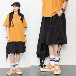 Quần Short Senchi Thương Hiệu Hợp Thời Trang Dây Rút Nhật Bản retro Túi Lớn Quần Short Thẳng Rời Quần Ống Rộng