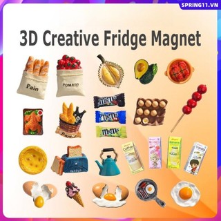 Nam châm tủ lạnh 3D bằng nhựa, Trang trí từ tính tủ lạnh 3D, Nhãn dán tủ lạnh từ tính thực phẩm sáng tạo, Nhãn dán tủ lạnh nam châm sơn nhựa dễ thương, Quà tặng trang trí nhà cửa