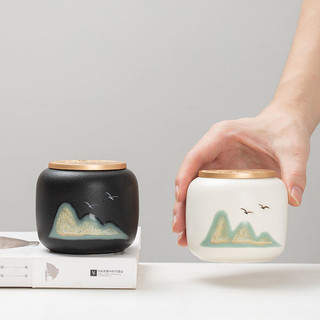 [Bộ Trà Siêu Tiết Kiệm] Trà Gốm Qingshan Vẽ Tay Caddy Kín Hơi Hộ Gia Đình Bộ Trà Đơn Giản Mini Nhỏ Kho Trà Bảo Quản Trà Caddy Tùy Chỉnh T7CA