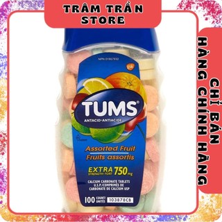 Viên ngậm viên nhai bao tử Tums Antacid Assorted Fruit 100 viên giảm đầy hơi khó tiêu, đau dạ dày