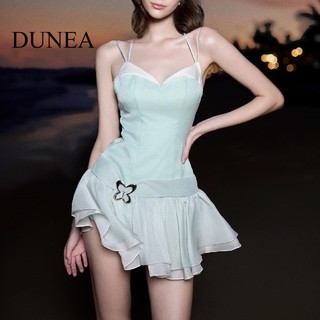Đầm Mini dây trang trí bướm cổ chữ V gợi cảm DUNEA