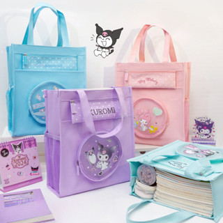 Sanrio Jointly Kuromi Cinnamoroll Túi xách trẻ em Hoạt hình In hình dễ thương dành cho nữ sinh viên Túi vải có túi đi học ngoài trời lớn cho các lớp học bổ sung