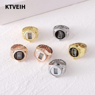 Nhẫn đồng hồ cặp đôi kỹ thuật số KTVEIH, Đồng hồ đeo tay trang sức thạch anh, Quà tặng hợp kim cổ điển thời trang Nhẫn đeo tay thạch anh tròn nam