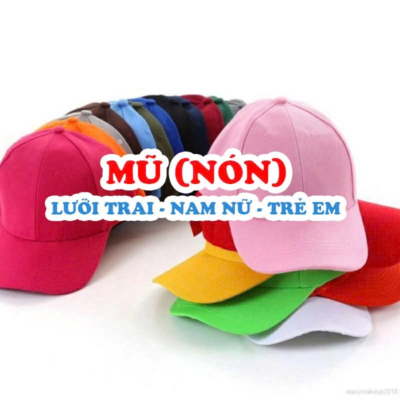 Mũ(nón) lưỡi trai người lớn và trẻ em nhiều màu sắc size 15-100kg chất vải kaki đẹp