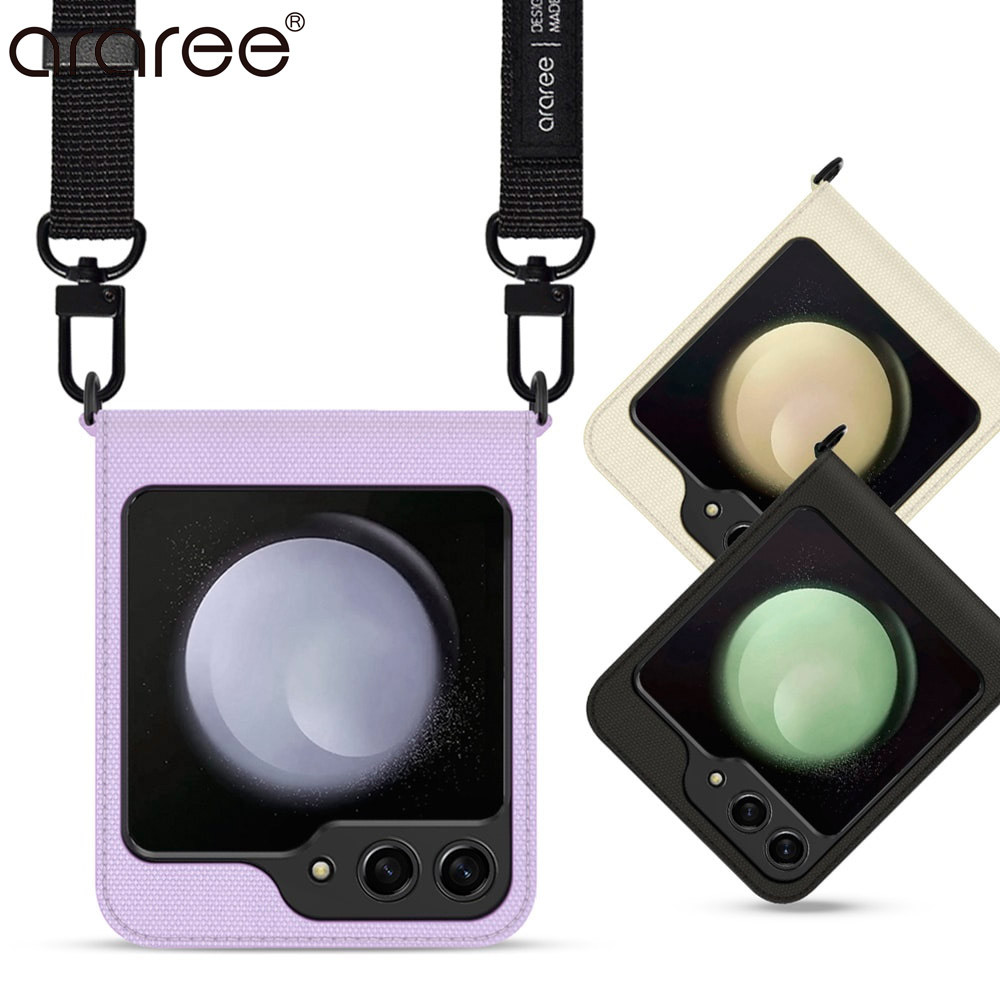 ARAREE Korea Canvas Diary Galaxy Z Flip 5 Flip5 Case with Shoulder Strap Samsung