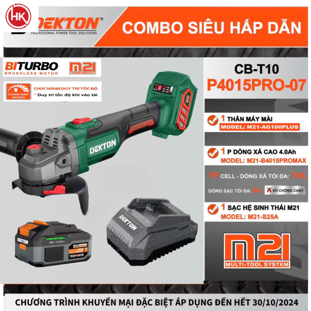 Máy Mài Dùng Pin DEKTON M21 - AG100PLUS _ Màu Xanh