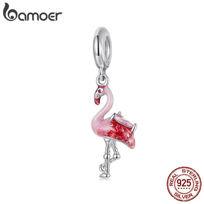 Bamoer Bạc 925 Trang Sức Flamingo Mặt Dây Chuyền Vòng Tay Phụ Kiện Bộ Sưu Tập