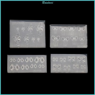 Rainl mini đáng yêu nơ nơ nơ khuôn silicon móng tay nghệ thuật epoxy đúc khuôn cho nghệ thuật diy