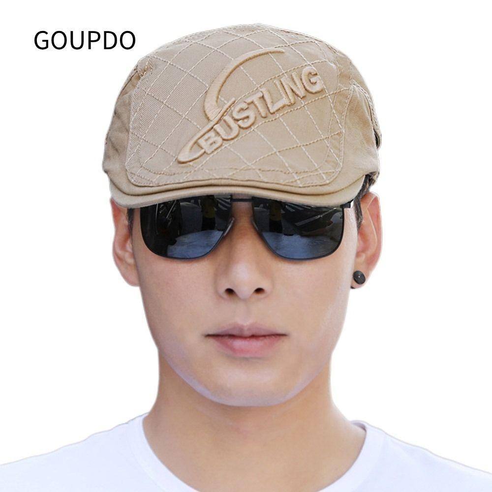 GOUPDO Mũ nồi, Mũ nồi có thể điều chỉnh thoáng khí Mũ phẳng, Mũ Cotton thời trang mùa hè thông thường dành cho nam