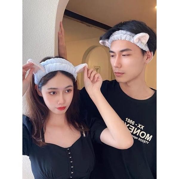 Băng Đô Rửa Mặt Tai Thỏ Dễ Thương