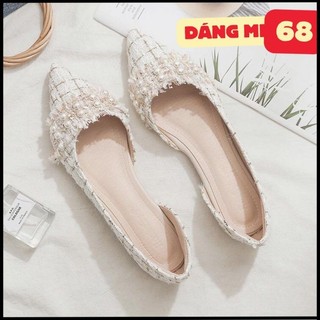 Giày bệt búp bê nữ phối dạ khoét eo xinh xắn da mềm êm chân BB-0191