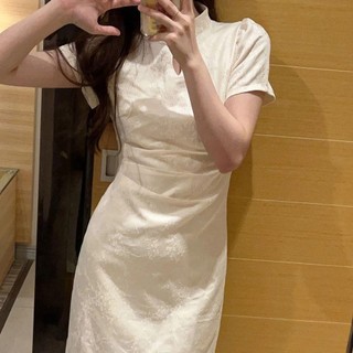 Mới Phong Cách Trung Hoa Phong Cách Trung Hoa Cải Tiến Đầm Sườn Xám Nữ 2023 Phong Cách Mới Mùa Hè Đẹp Tính Khí Pháp Trắng Váy Dài
