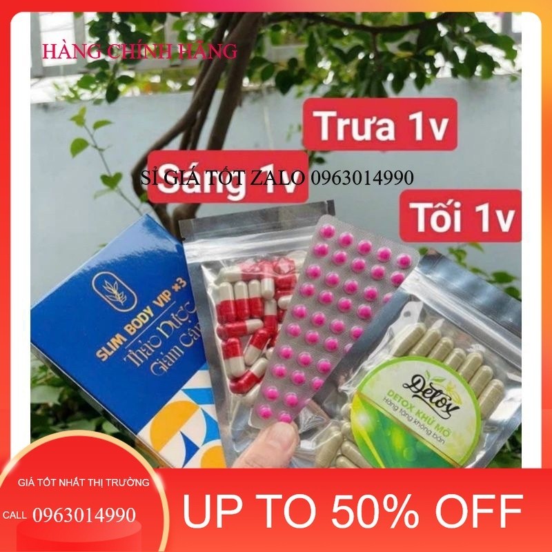 Thảo dược giảm cân Slim Body Vip X3 siêu mạnh liệu trình giảm cân cấp tốc (Combo 3món)