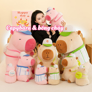 Capybara hồng gấu bông dễ thương capybara bóng chày thể thao sang trọng đồ chơi nhồi bông hoạt hình capybara gấu ôm sang trọng đồ chơi gối làm quà tặng cho bé gái