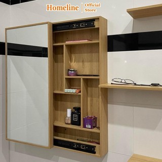 Kệ treo tường kèm gương đa năng 2IN1 HOMELINE  đựng đồ, đựng mỹ phẩm phong cách hiện đại tiết kiệm không gian - d25