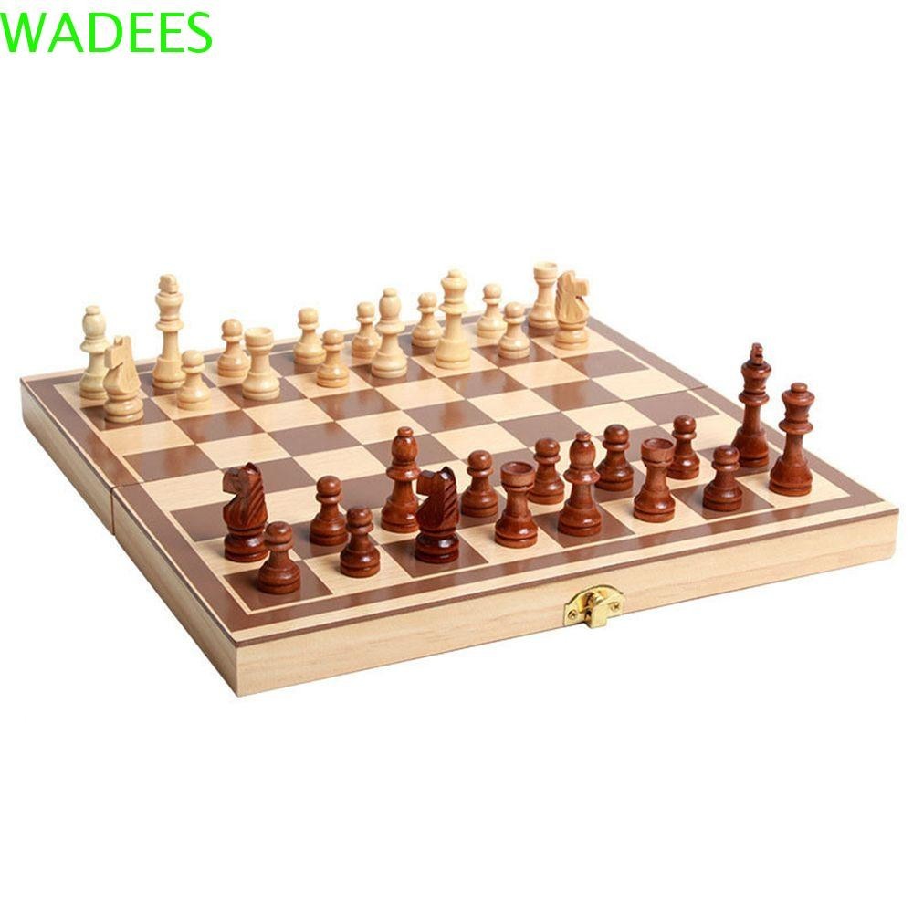 Wadees Trò chơi cờ vua Di động 1 bộ Cờ vua Bàn cờ Cờ có thể gập lại Cờ vua