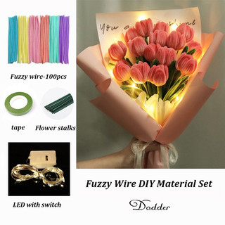 100 Chiếc Nhiều Màu Sắc Dây Mờ Xoắn Dính DIY Hoa Tulip Bó Hoa Tự Chế Tặng Đồ Chơi Trẻ Em Thủ Công Hoa