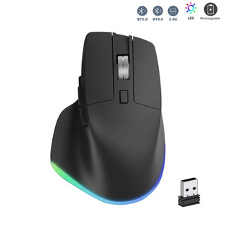 Jomaa 2.4G + Chuột không dây Bluetooth Chuột chơi game Công thái học Quang RGB Đèn nền Mause 2400 DPI Máy tính có thể sạc lại Chuột không dây