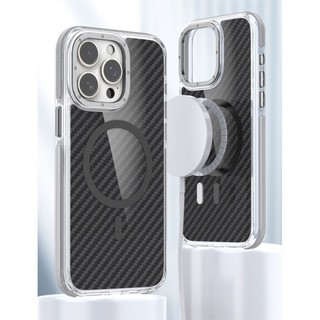 Sang Trọng Trong Suốt Họa Tiết Sợi Carbon Từ Tính Sạc Không Dây Ốp lưng iPhone 14 12 13 15 Pro Max 14 15 Plus 11 Kim Loại Bảo Vệ Ống Kính Cứng Chống Sốc Ốp Lưng