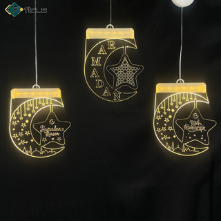 Sẵn sàng! Led Acrylic 3d Mặt Trăng Ngôi Sao Đèn Treo Trang Trí Nhà Cửa Hồi Giáo Đảng Hồi Giáo Ramadan Eid Al-adha Quà Tặng