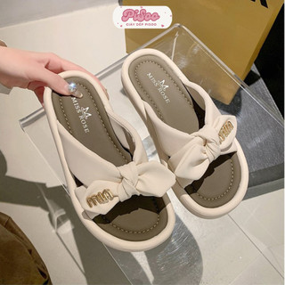 Dép quai chéo nữ Da Nơ Miu, dép sandal da hàng fullbox Hạnh Phúc