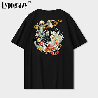 Lyprerazy Phong Cách Trung Hoa Cá Chép Thêu Áo Thun Ngắn Tay Mùa Hè Quốc Triều Cotton Rời Áo Tee