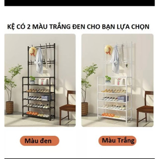 Giá Kệ để giày dép đa năng 4 tầng thông minh có móc treo quần áo siêu tiện ích