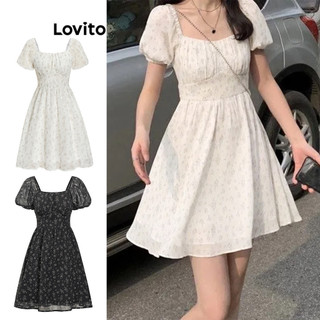 Đầm ngắn Lovito hoa nhí đơn giản thường ngày cho chữ a nữ L65ED128 (màu mơ)