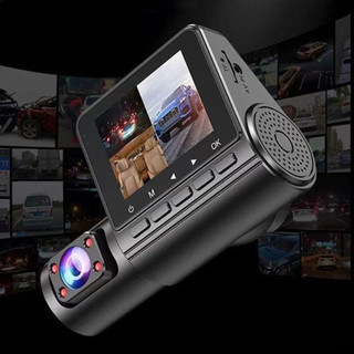 1080p 3 Kênh Xe Mini Dashcam 3-Len HD Camera Xe Máy Ghi Hình Máy Quay 2 Inch Trước Và Sau Bên Trong Xe Dash Cam