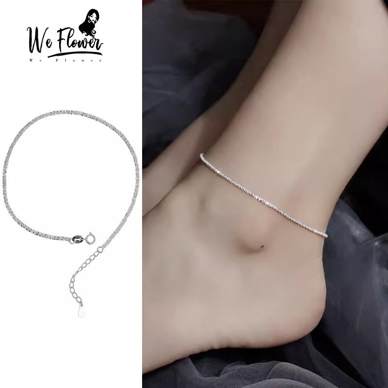 WeFlower Hợp Thời Trang Bạc Sáng Kim Sa Lấp Lánh Vòng Chân Cho Nữ Cô Gái Đi Biển Thời Trang Mắt Cá Chân Vòng Tay Dây Xích Chân Phụ Kiện Trang Sức